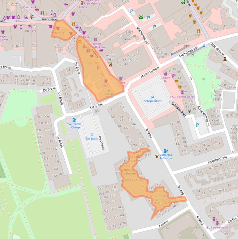 Kaart van postcodegebied 4901JA.