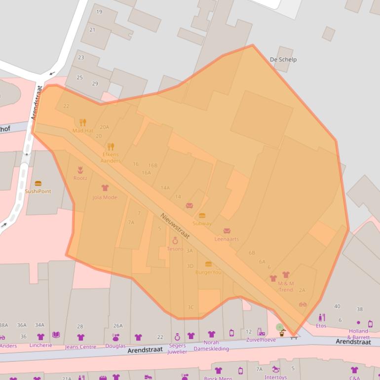 Kaart van postcodegebied 4901JH.