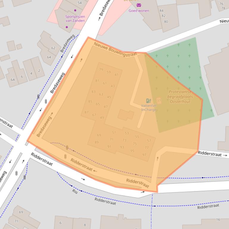 Kaart van postcodegebied 4901KH.