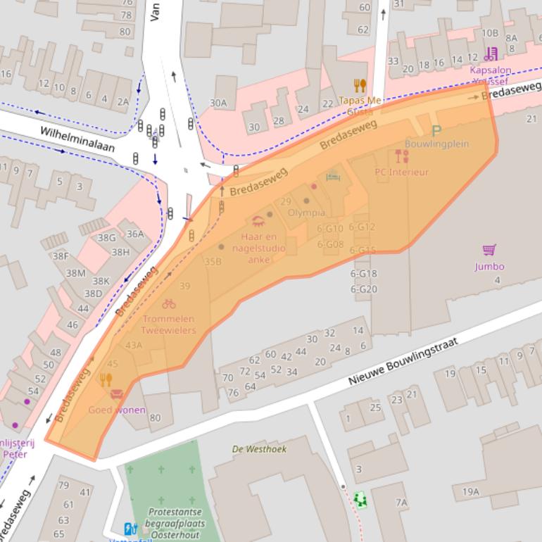 Kaart van postcodegebied 4901KN.