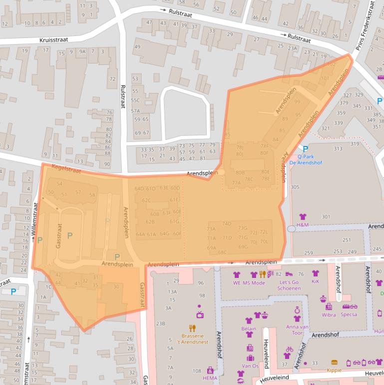 Kaart van postcodegebied 4901KX.