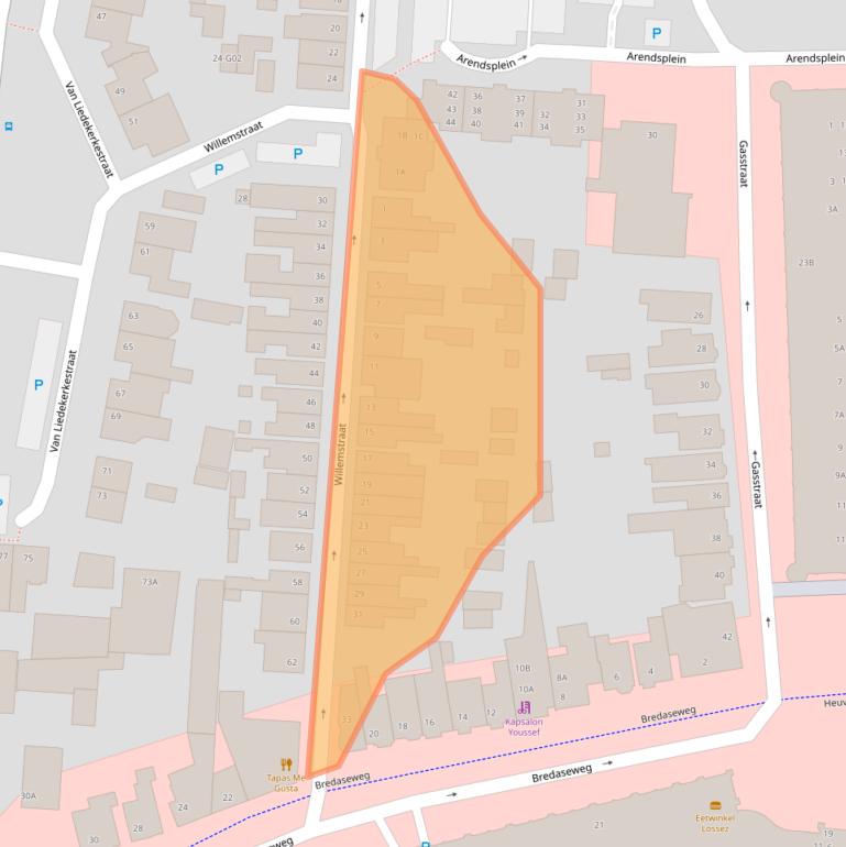 Kaart van postcodegebied 4901LA.