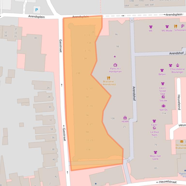 Kaart van postcodegebied 4901LD.