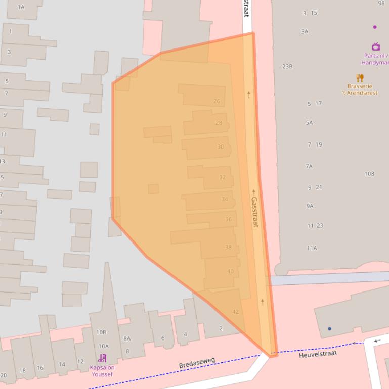 Kaart van postcodegebied 4901LE.