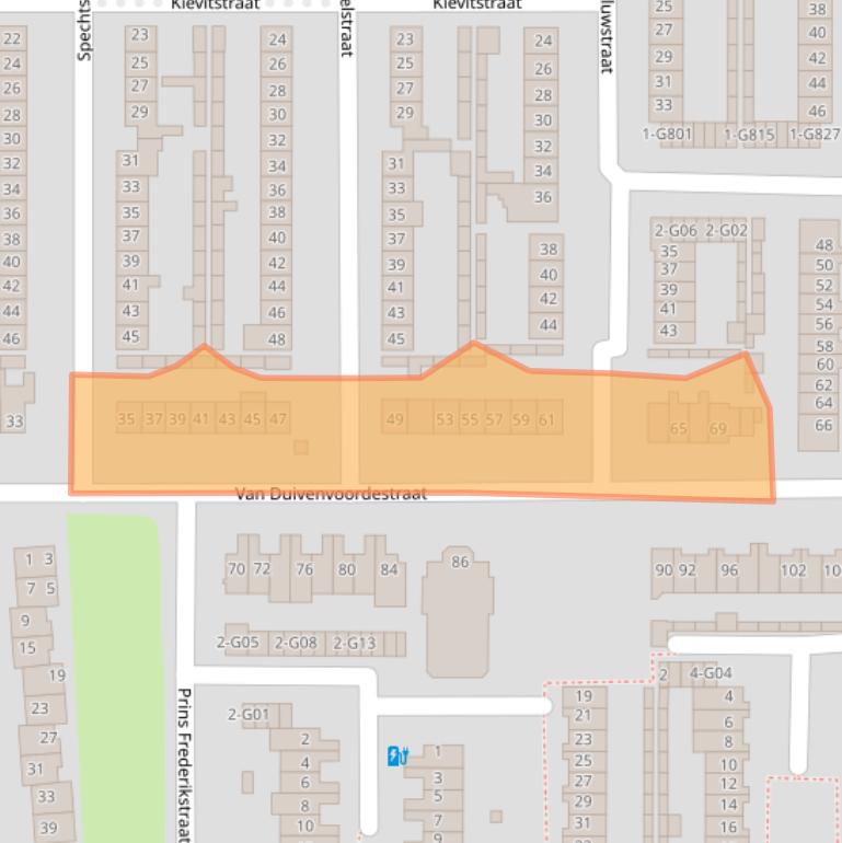 Kaart van postcodegebied 4901VV.