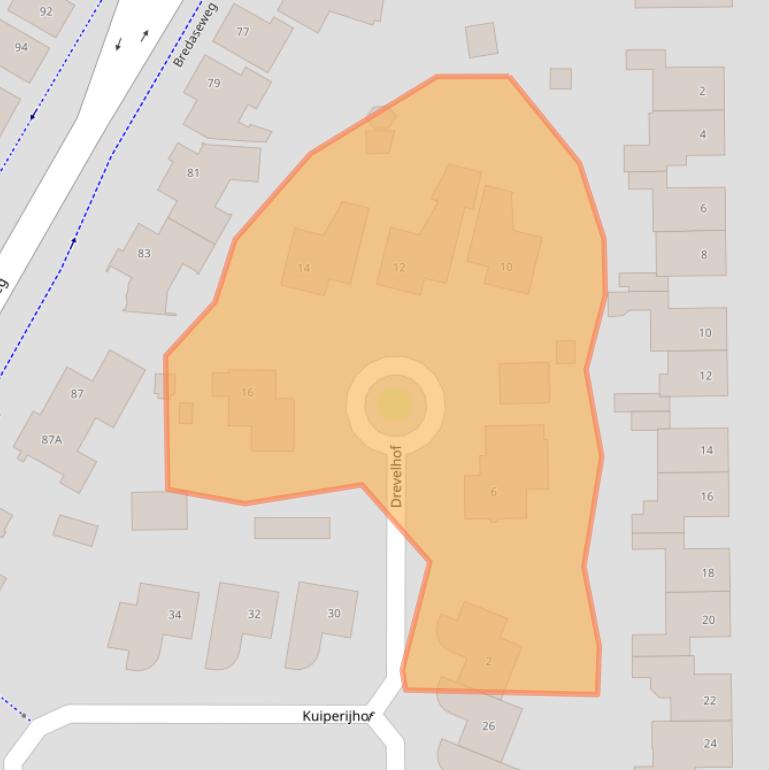 Kaart van postcodegebied 4902DA.