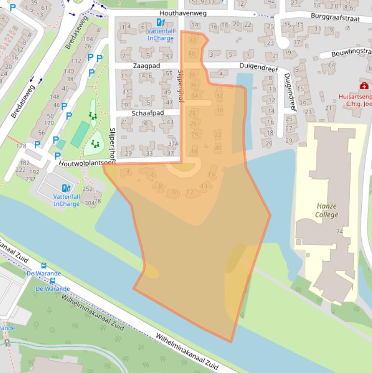 Kaart van postcodegebied 4902DJ.