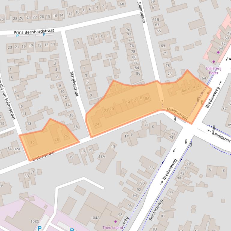 Kaart van postcodegebied 4902NN.