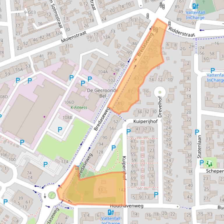 Kaart van postcodegebied 4902NR.