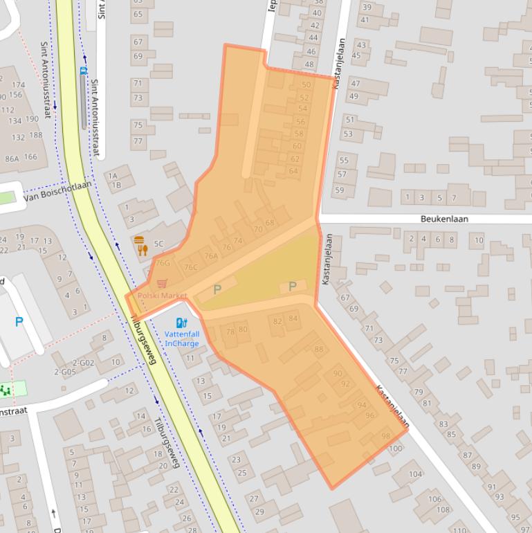 Kaart van postcodegebied 4902RN.