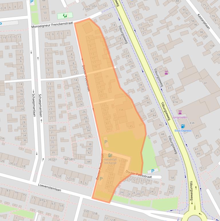 Kaart van postcodegebied 4902TJ.