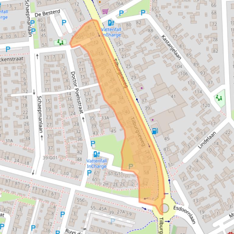 Kaart van postcodegebied 4902TM.