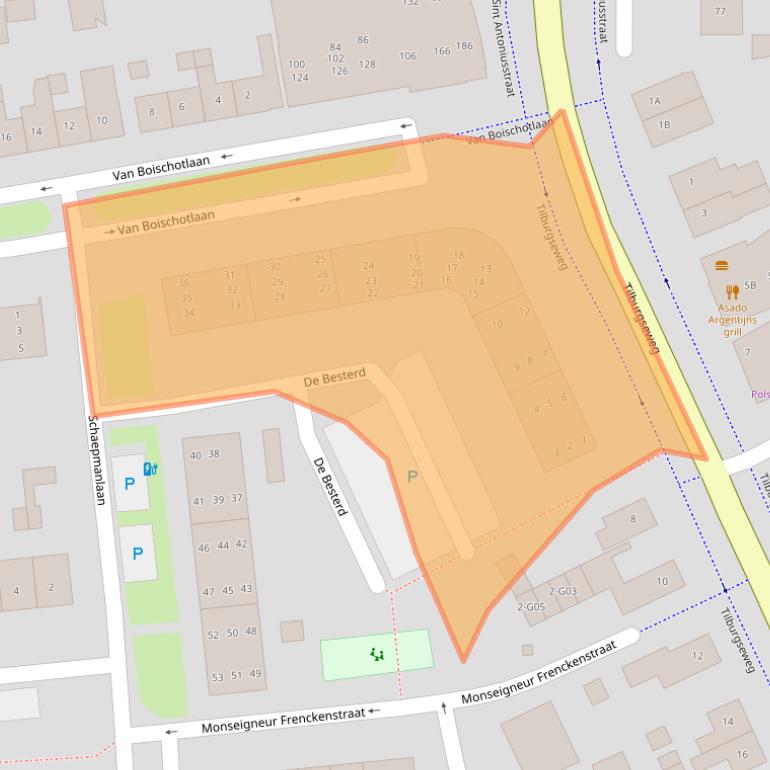 Kaart van postcodegebied 4902TR.