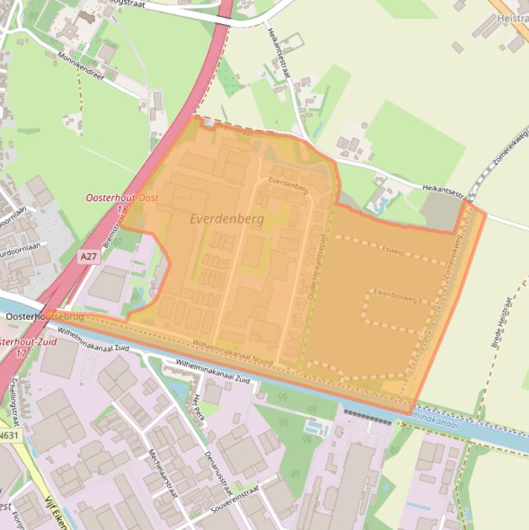 Kaart van postcodegebied 4902TT.