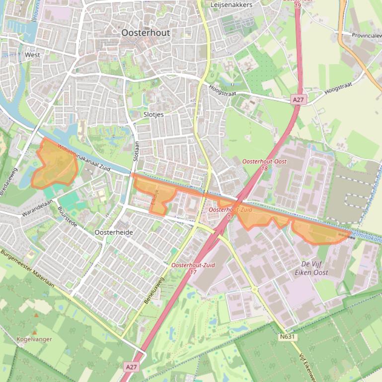 Kaart van postcodegebied 4903RA.