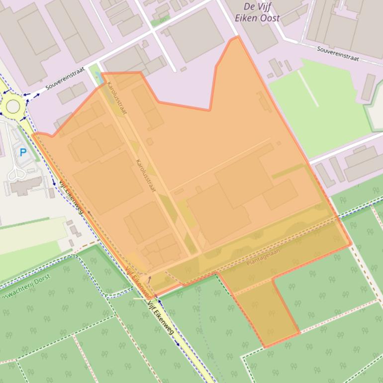 Kaart van postcodegebied 4903RJ.