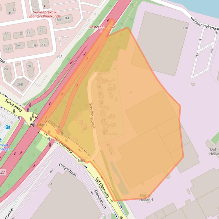 Kaart van postcodegebied 4903RL.