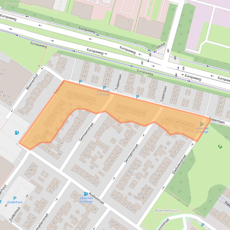 Kaart van postcodegebied 4904CD.