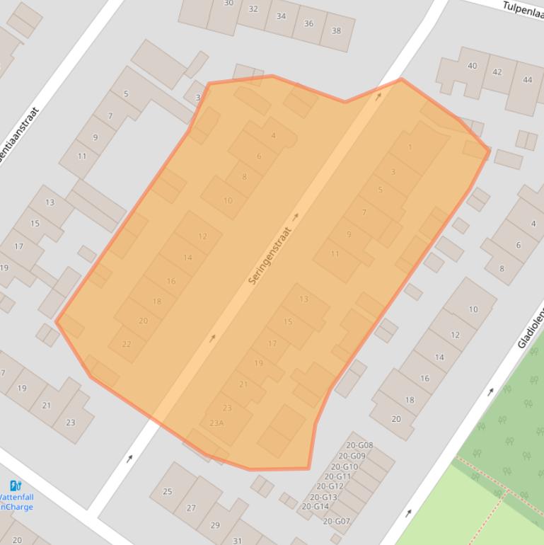 Kaart van postcodegebied 4904CZ.