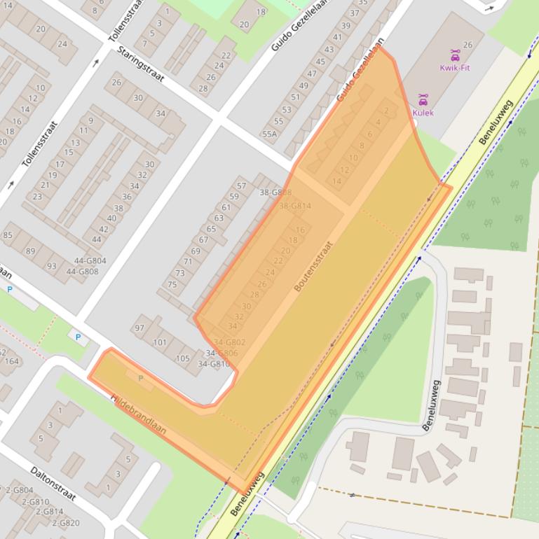 Kaart van postcodegebied 4904GJ.