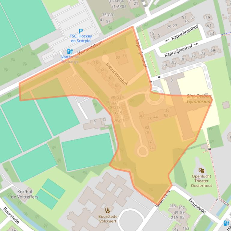 Kaart van postcodegebied 4904RB.