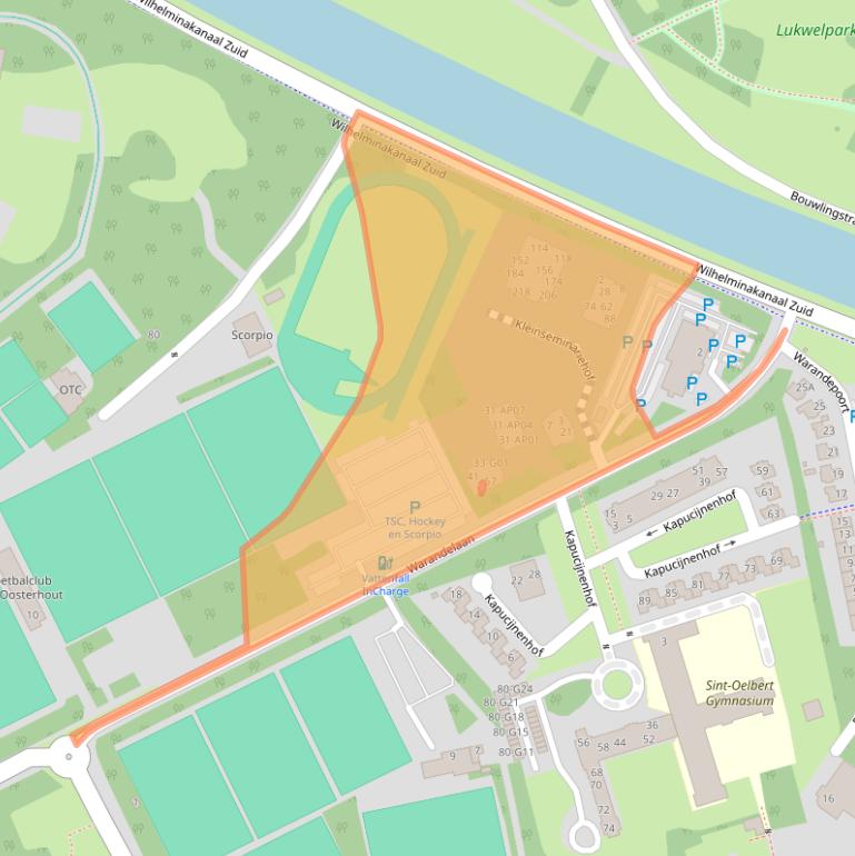 Kaart van postcodegebied 4904RC.