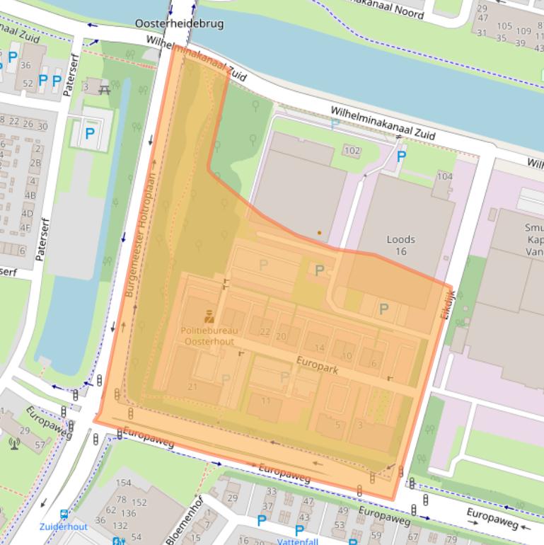 Kaart van postcodegebied 4904SX.