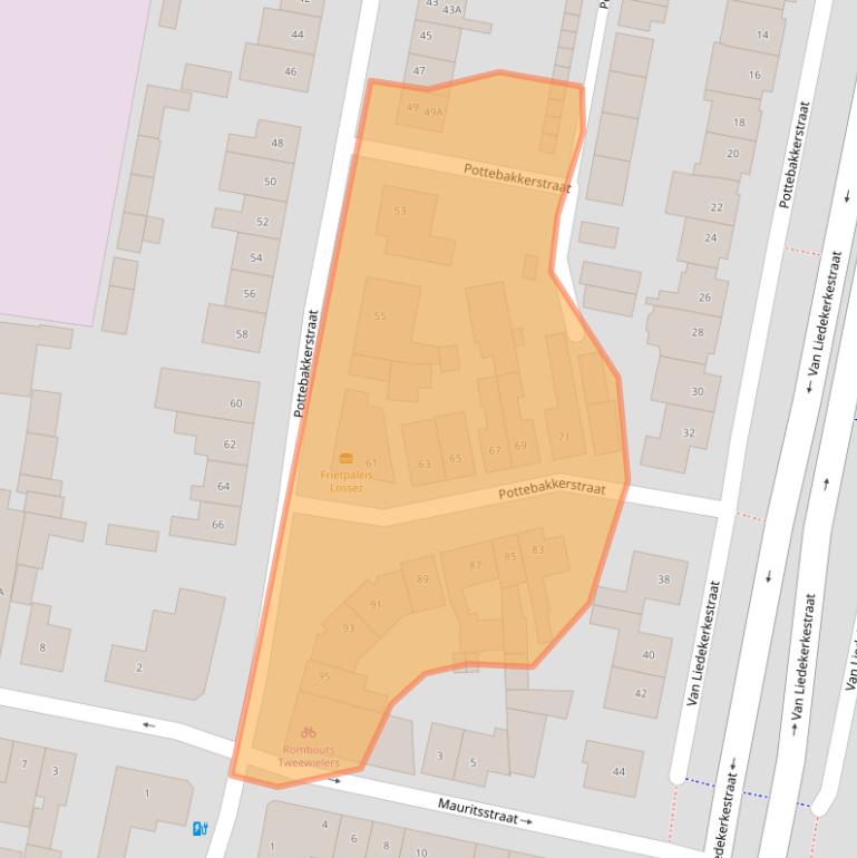 Kaart van postcodegebied 4905AJ.