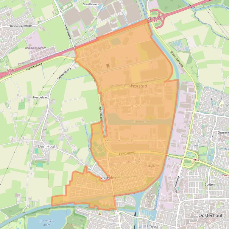 Kaart van postcodegebied 4906.