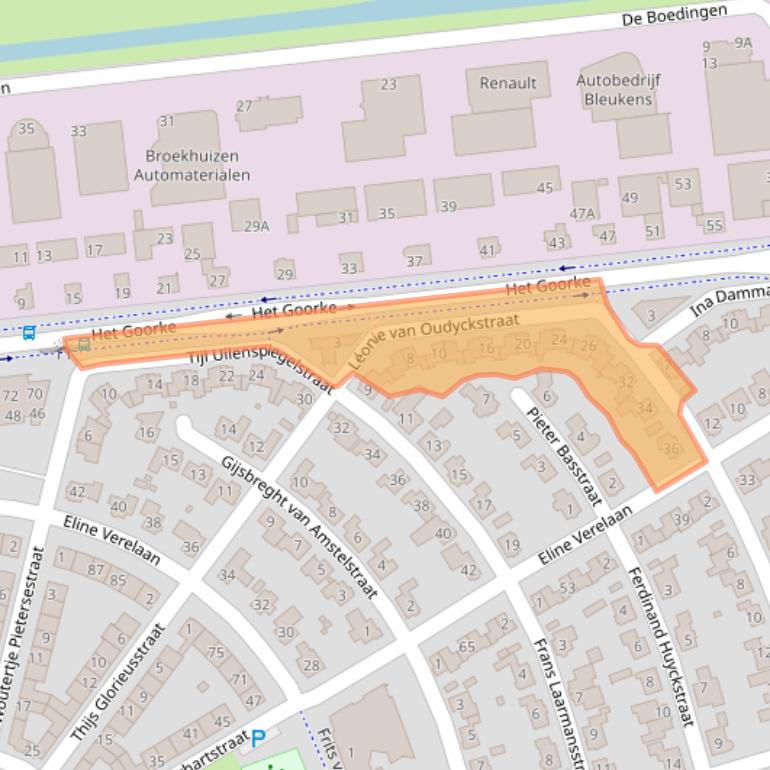 Kaart van postcodegebied 4906JC.