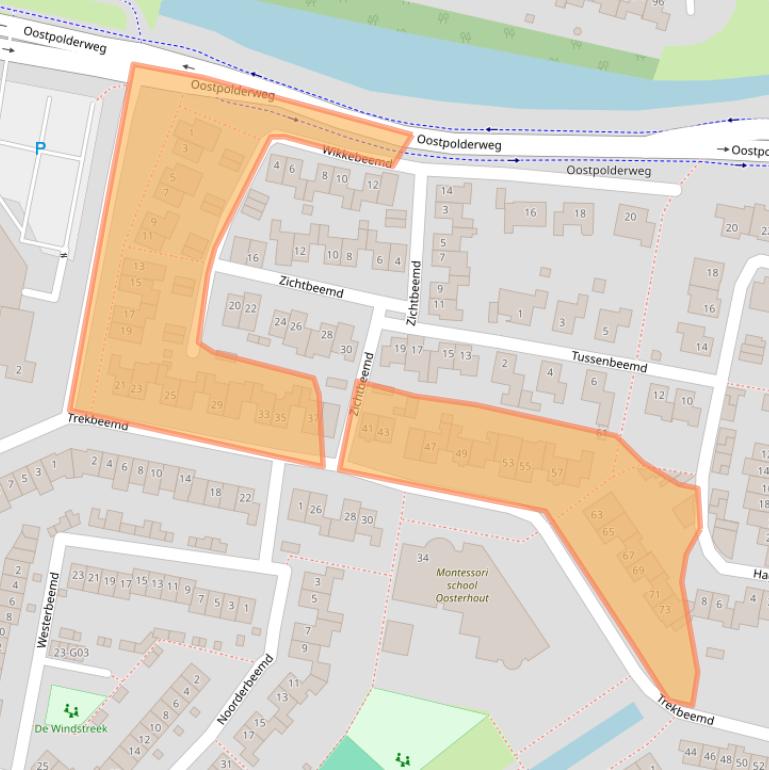 Kaart van postcodegebied 4907DN.