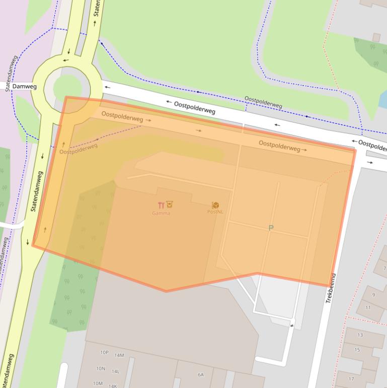 Kaart van postcodegebied 4907DZ.