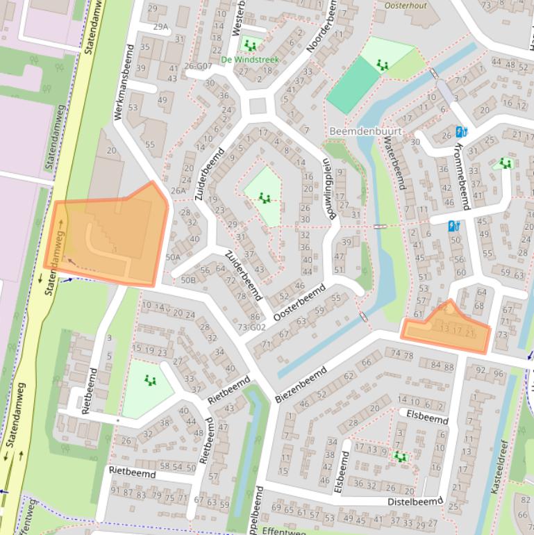 Kaart van postcodegebied 4907EE.