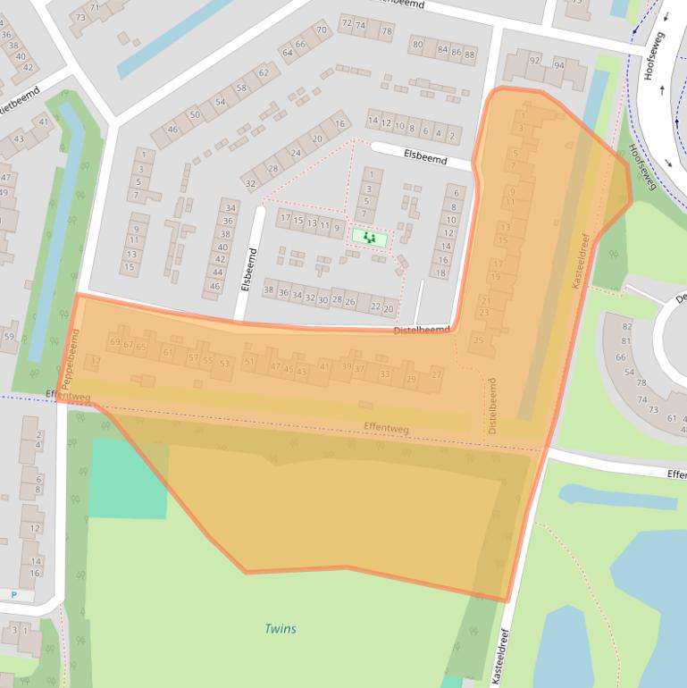 Kaart van postcodegebied 4907GW.