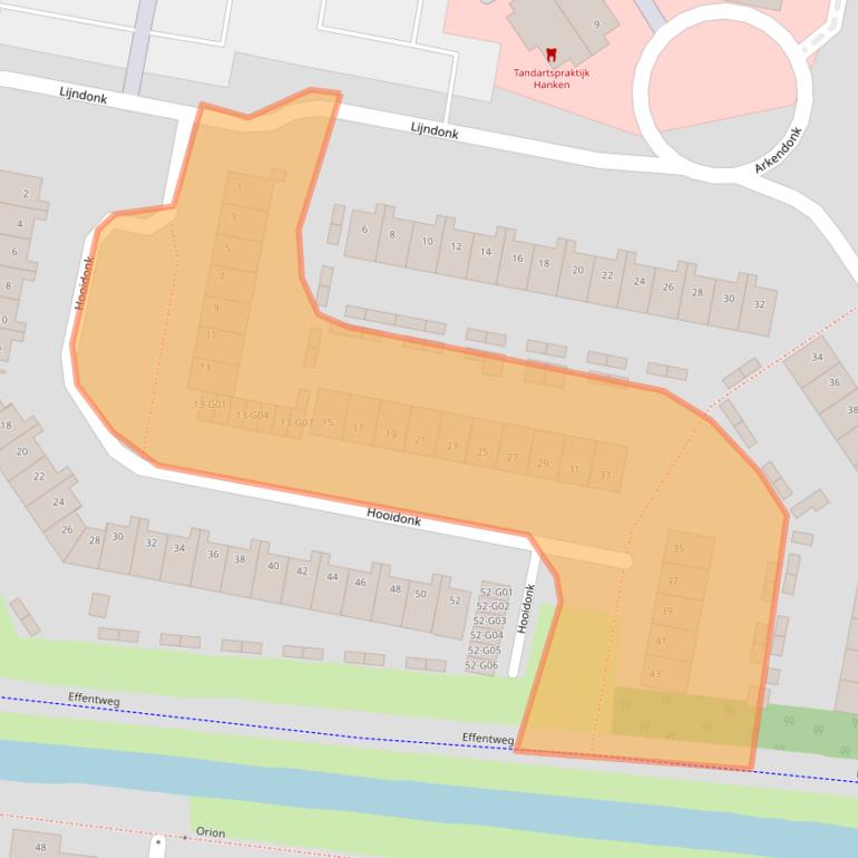 Kaart van postcodegebied 4907XH.