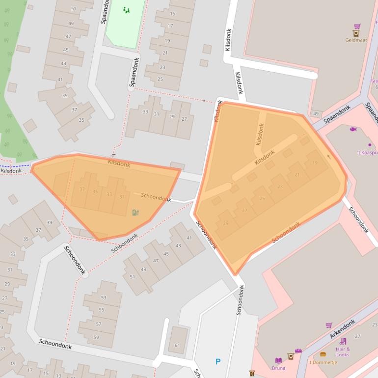Kaart van postcodegebied 4907ZM.
