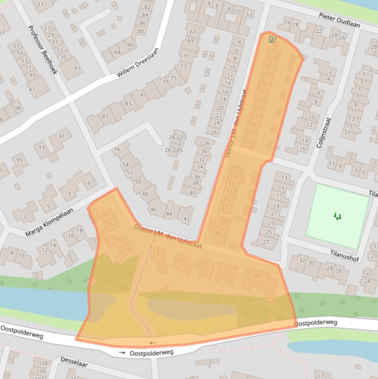 Kaart van postcodegebied 4908CS.