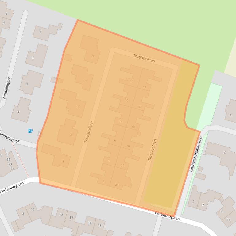 Kaart van postcodegebied 4908DT.