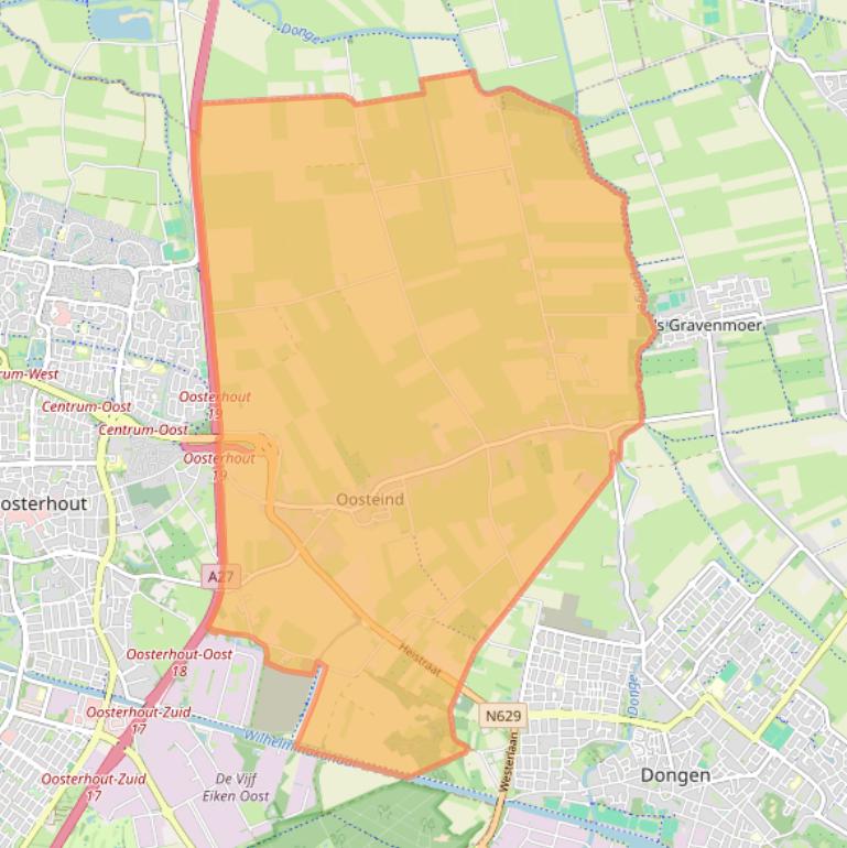 Kaart van postcodegebied 4909.