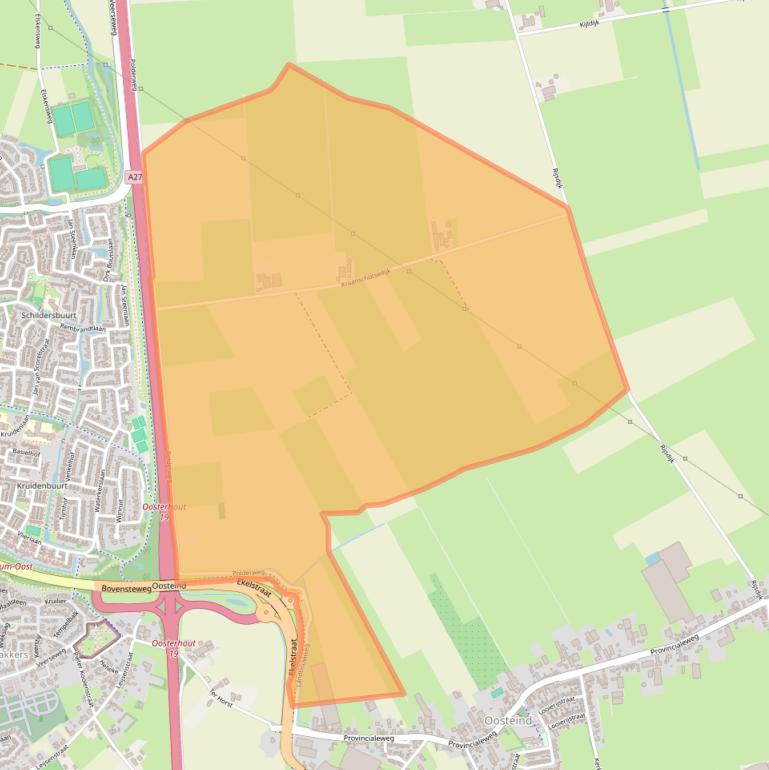 Kaart van postcodegebied 4909AA.