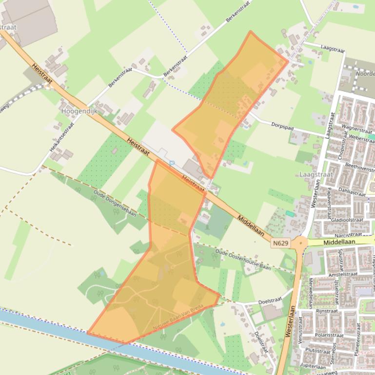 Kaart van postcodegebied 4909BN.