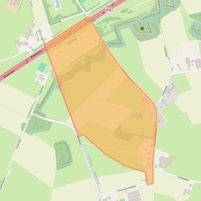 Kaart van postcodegebied 4911AH.