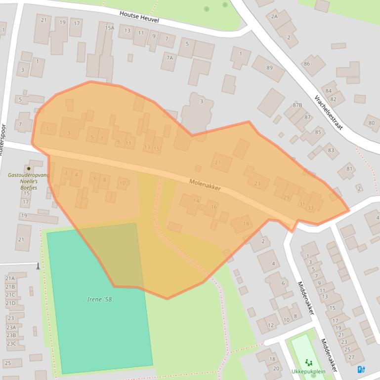 Kaart van postcodegebied 4911BC.