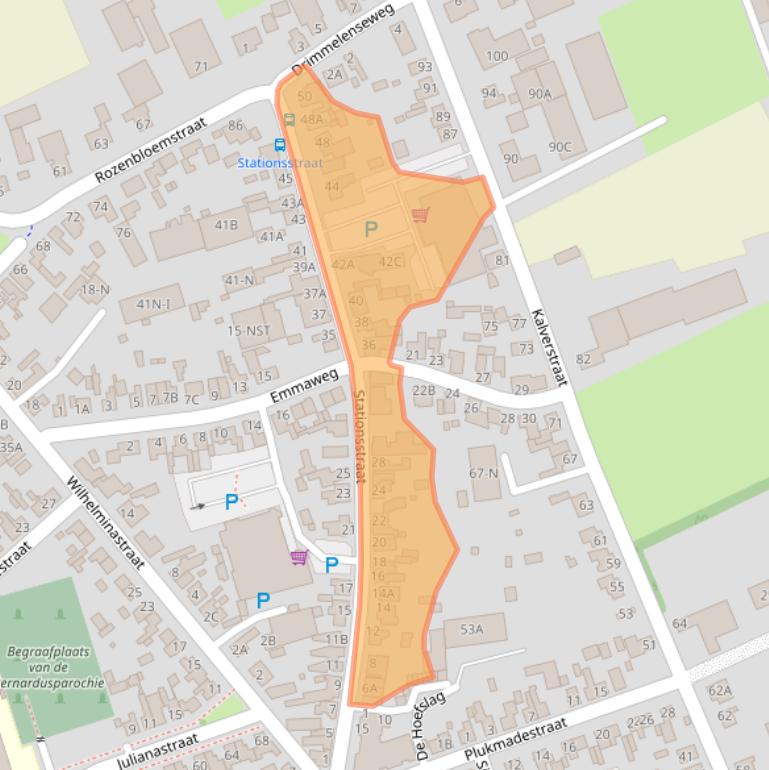 Kaart van postcodegebied 4921AD.