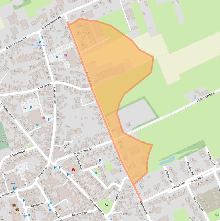 Kaart van postcodegebied 4921AT.