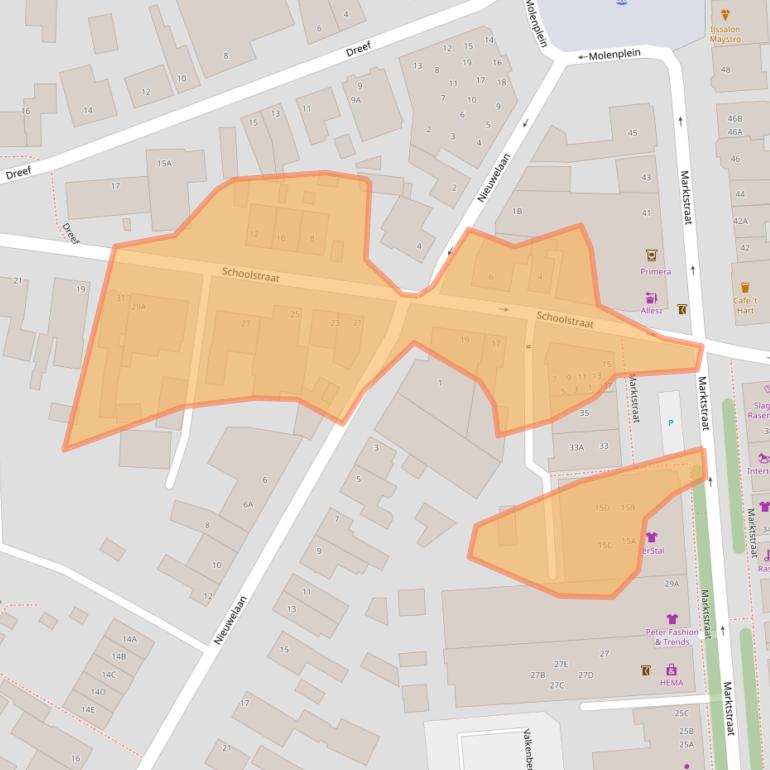 Kaart van postcodegebied 4921BJ.