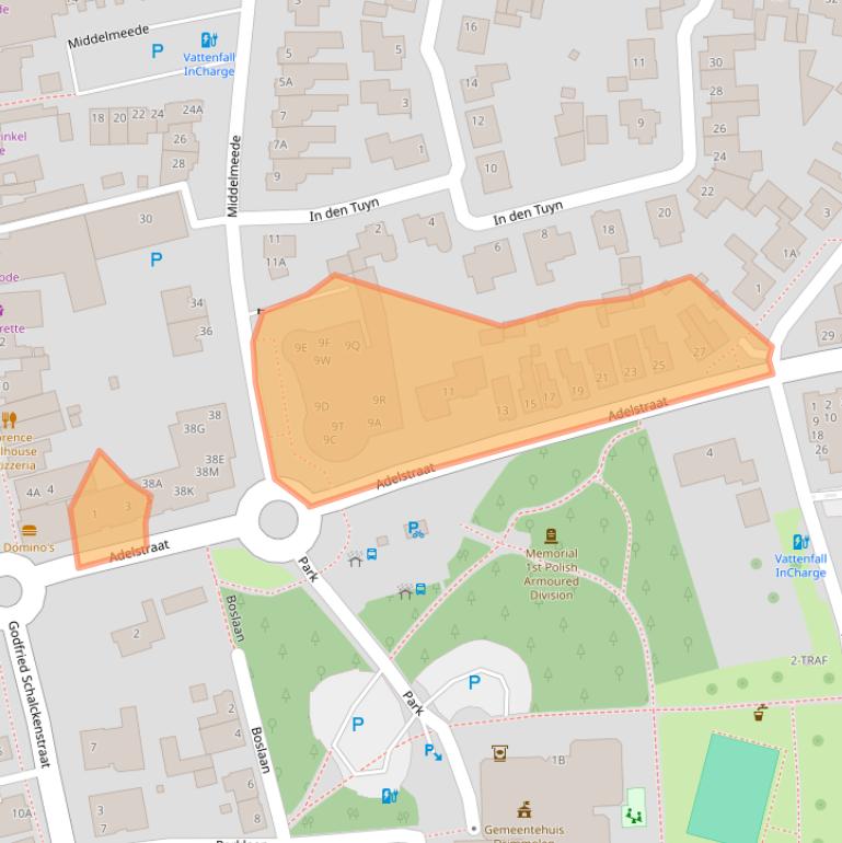 Kaart van postcodegebied 4921BN.