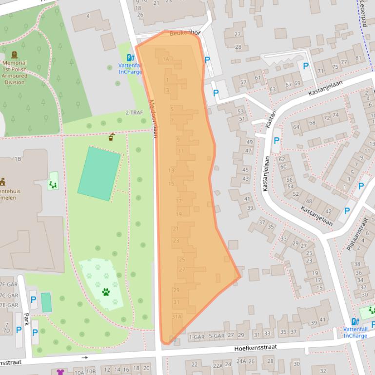 Kaart van postcodegebied 4921CA.