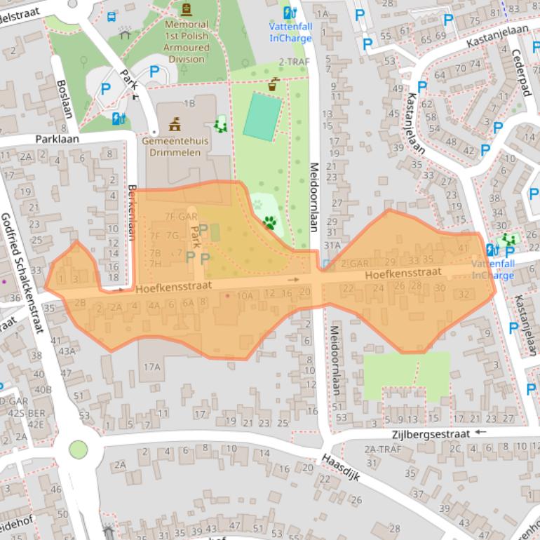 Kaart van postcodegebied 4921CH.