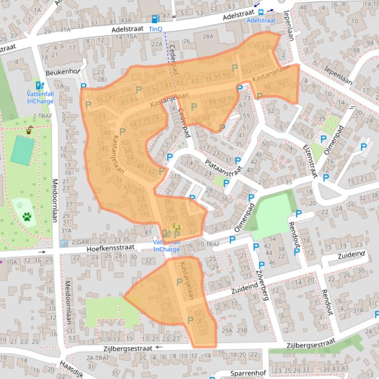 Kaart van postcodegebied 4921CJ.